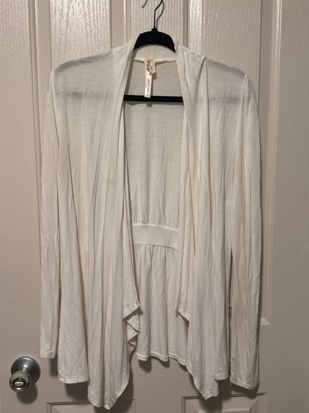 ANDREA FENZI Cream Open-Front Lightweight Women's Cardigan
